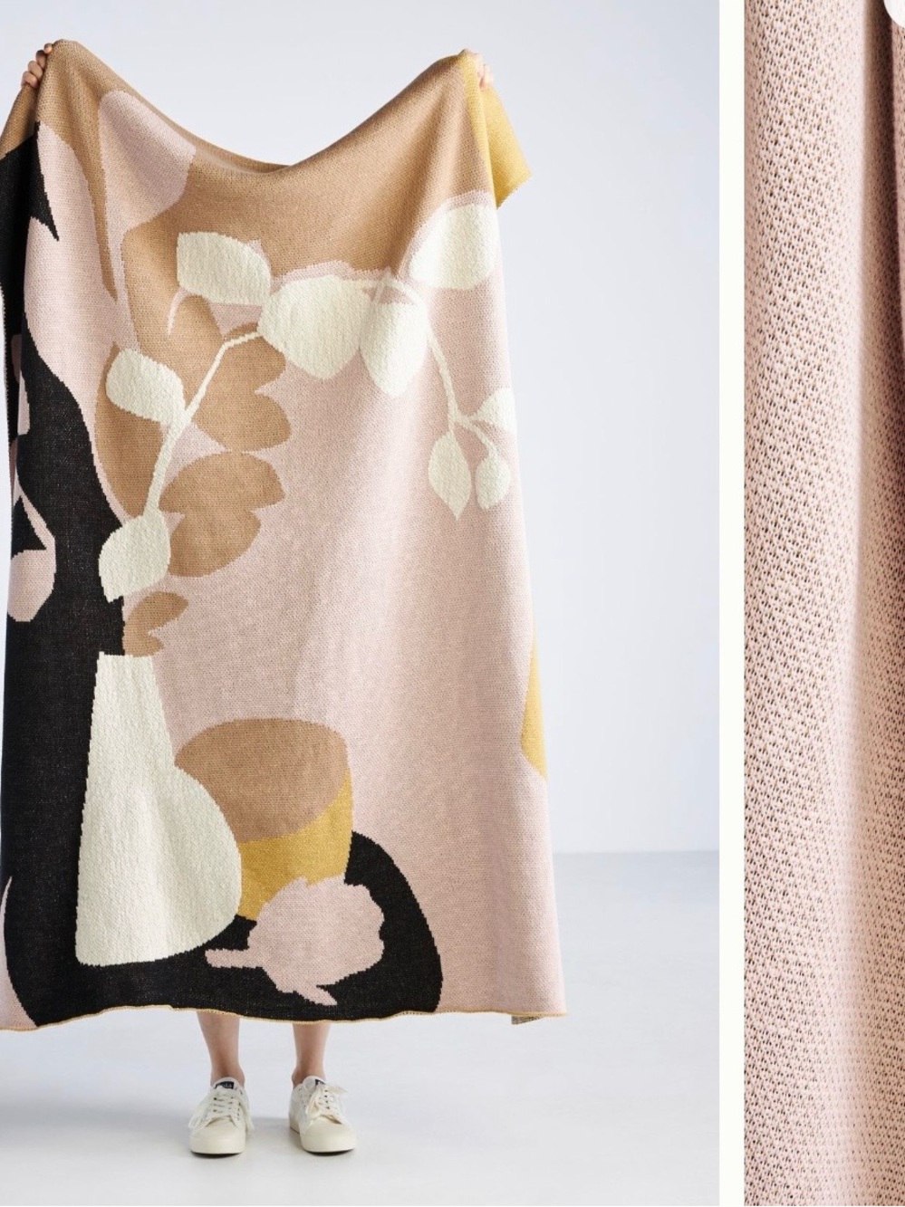 Vanessa Throw Blanket Abstract Botanical Knit